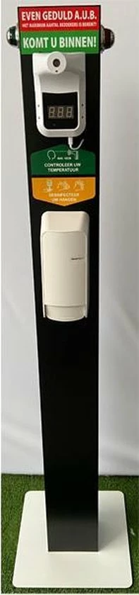MR4TUNE Zuil Met Desinfectie Dispenser, Thermometer En Rode En Groene Verlichting 4 MR4TUNE Zuil Met Desinfectie Dispenser, Thermometer En Rode En Groene Verlichting - Afbeelding 2