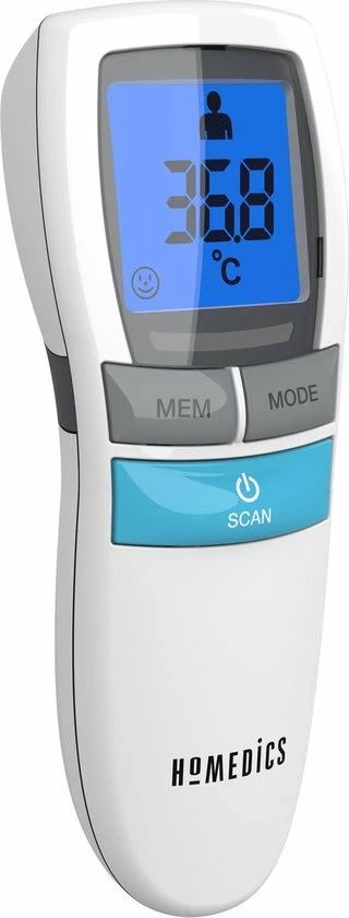 HoMedics TE200 Contactloze infrarood Thermometer - koortsmeter - Professionele Infrarood thermometer - Koortsthermometer - Thermometer voorhoofd HoMedics TE200 Contactloze Infrarood Thermometer - Koortsmeter - Professionele Infrarood Thermometer - Koortsthermometer - Thermometer Voorhoofd -Silvergear Shop