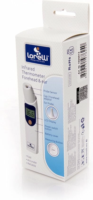 Lorelli Oor & Voorhoofd Infrarood Thermometer 1025012 0000 6 Lorelli Oor & Voorhoofd Infrarood Thermometer 1025012 0000 - Afbeelding 4