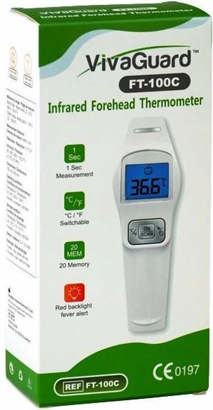 VivaGuard Voorhoofd Thermometer 3 VivaGuard Voorhoofd Thermometer