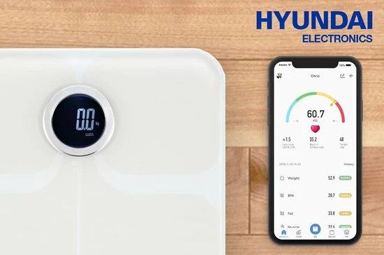 Hyundai Electronics Hyundai ? Personenweegschaal - Lichaamsanalyse ? Premium Met Bluetooth - Zwart 6 Hyundai Electronics Hyundai ? Personenweegschaal - Lichaamsanalyse ? Premium Met Bluetooth - Zwart - Afbeelding 4