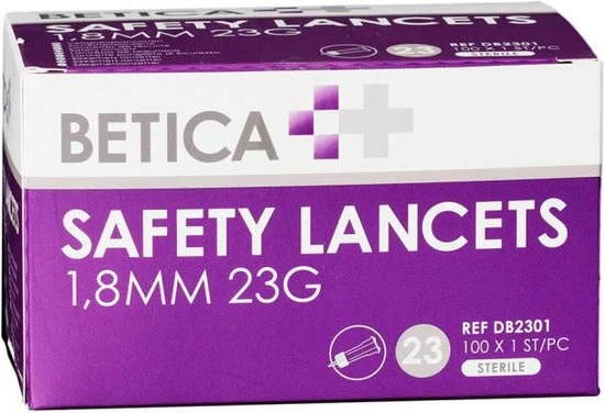 Betica Safety Lancet - 23G - 100 Stuks 3 Betica Safety Lancet - 23G - 100 Stuks