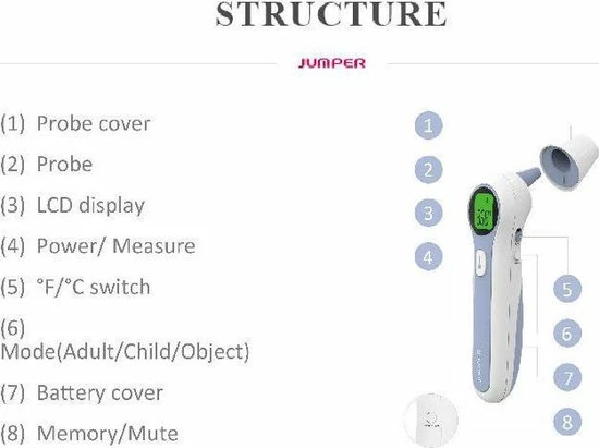 Jumper Medical Infrarood Voorhoofd- En Oorthermometer 5 Jumper Medical Infrarood Voorhoofd- En Oorthermometer - Afbeelding 3