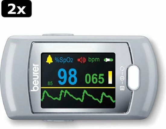 2x Beurer PO80 - Saturatiemeter/Pulseoximeter - Hartslagmeter - USB Data-overdracht 4 2x Beurer PO80 - Saturatiemeter/Pulseoximeter - Hartslagmeter - USB Data-overdracht - Afbeelding 2