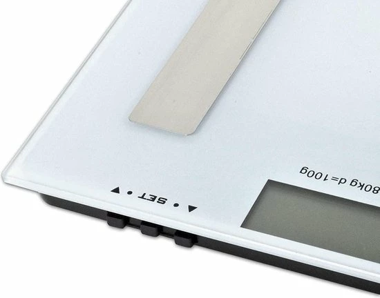 Elta Digitale Body - Fit Weegschaal - Personenweegschaal - Analyseweegschaal - Wit - Grijs - Afmetingen 28 X 28 X 2.5 Cm - Maximaal 180 KG 4 Elta Digitale Body - Fit Weegschaal - Personenweegschaal - Analyseweegschaal - Wit - Grijs - Afmetingen 28 X 28 X 2.5 Cm - Maximaal 180 KG - Afbeelding 2