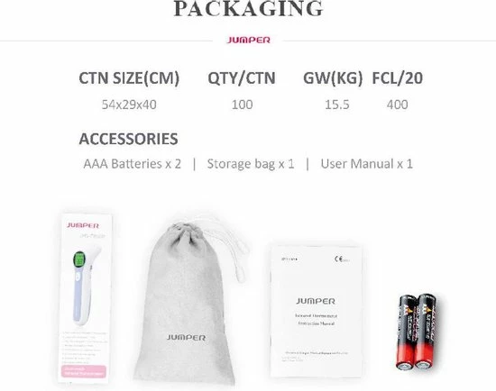 Jumper Medical Infrarood Voorhoofd- En Oorthermometer 4 Jumper Medical Infrarood Voorhoofd- En Oorthermometer - Afbeelding 2