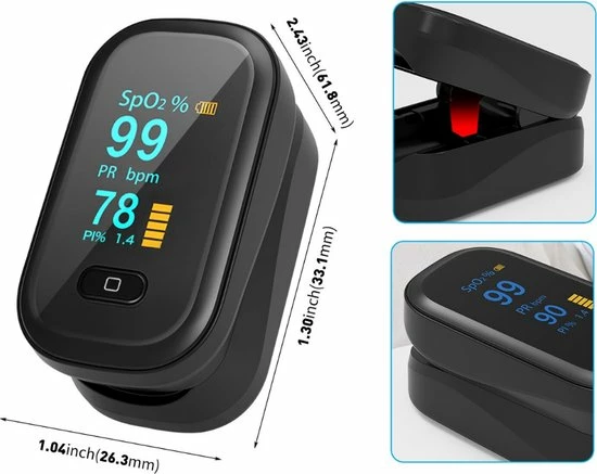 Interesting Living? Saturatiemeter - Zuurstofmeter - C02 Meter - Voor Om De Vinger - Oximeter - Draagbaar - Zwart - Voor Thuis - Mini 8 Interesting Living? Saturatiemeter - Zuurstofmeter - C02 Meter - Voor Om De Vinger - Oximeter - Draagbaar - Zwart - Voor Thuis - Mini - Afbeelding 6