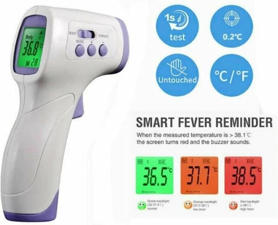 Hurconn Contactloze Infrarood Temperatuur Meter| Thermometer| Koortsmeter | Non Contact Voorhoofd Meter| Temperatuurmeter Voor Koorts Met LCD Display | Voor Kinderen | Volwassenen| Digitaal | Digitale IR Thermometers 7 Hurconn Contactloze Infrarood Temperatuur Meter| Thermometer| Koortsmeter | Non Contact Voorhoofd Meter| Temperatuurmeter Voor Koorts Met LCD Display | Voor Kinderen | Volwassenen| Digitaal | Digitale IR Thermometers - Afbeelding 5