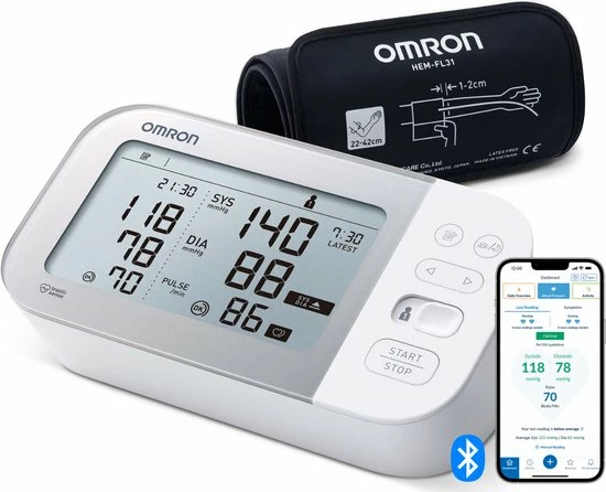 OMRON X7 Smart Bloeddrukmeter Bovenarm - Blood Pressure Monitor - Klinisch Gevalideerd - met Mobiele App - 22 tot 42 cm Manchet OMRON X7 Smart Bloeddrukmeter Bovenarm - Blood Pressure Monitor - Klinisch Gevalideerd - Met Mobiele App - 22 Tot 42 Cm Manchet -Silvergear Shop