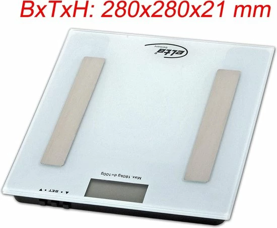 Ariko Elta Digitale Body - Fit Weegschaal - Personenweegschaal - Analyseweegschaal - Wit - Grijs - Afmetingen 28 X 28 X 2.5 Cm - Maximaal 180 KG - Inclusief 2 X AAA Batterijen 9 Ariko Elta Digitale Body - Fit Weegschaal - Personenweegschaal - Analyseweegschaal - Wit - Grijs - Afmetingen 28 X 28 X 2.5 Cm - Maximaal 180 KG - Inclusief 2 X AAA Batterijen - Afbeelding 7