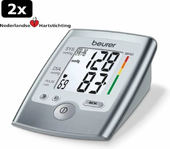 2x Beurer BM35 Bloeddrukmeter Bovenarm - Hartritmestoornis Herkenning 4 2x Beurer BM35 Bloeddrukmeter Bovenarm - Hartritmestoornis Herkenning - Afbeelding 2
