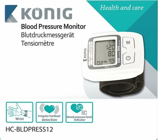 Konig Automatische Pols Bloeddrukmeter 5 Konig Automatische Pols Bloeddrukmeter - Afbeelding 3