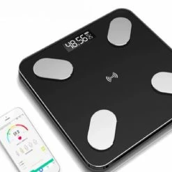 Bluetooth Elektronische Weegschaal - Lichaamsvet - Digitaal - 260mmx260mm - Weegschaal - Zwart