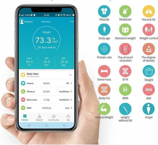 JAP Sports JAP WG23E - Weegschaal Lichaamsanalyse - Personenweegschaal Digitaal - Baby Modus 6 JAP Sports JAP WG23E - Weegschaal Lichaamsanalyse - Personenweegschaal Digitaal - Baby Modus - Afbeelding 4