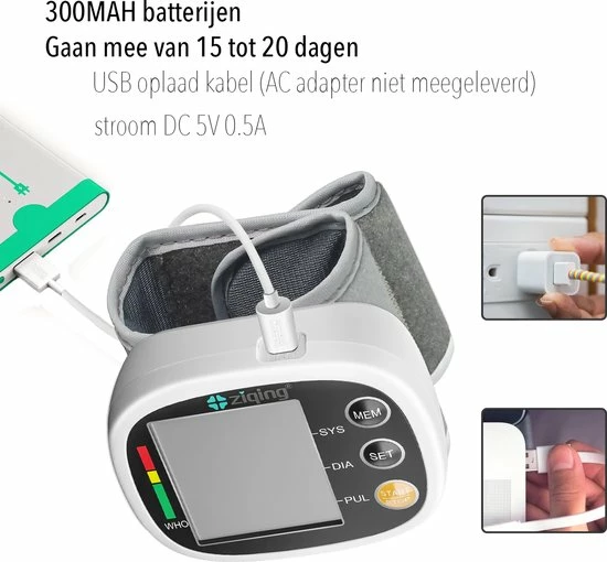 Ziqing Bloeddrukmeter Pols - Polsbloeddrukmeter - Klinisch Gevalideerd 4 Ziqing Bloeddrukmeter Pols - Polsbloeddrukmeter - Klinisch Gevalideerd - Afbeelding 2