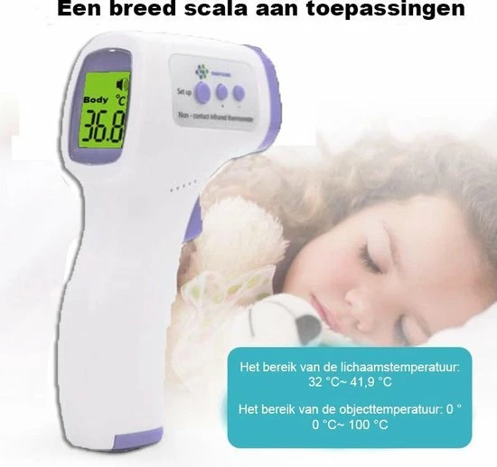 Noan - Infrarood Voorhood Thermometer - Inclusief 2x AAA batterij Noan - Infrarood Voorhood Thermometer - Inclusief 2x AAA Batterij -Silvergear Shop