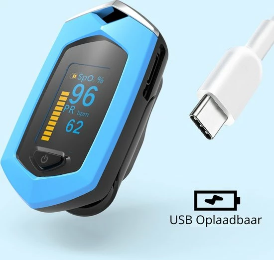 Merkloos Vitafa Zuurstofmeter - Oximeter - Saturatiemeter - Oximeter Verzadigingsmeter - Hartslagmeter - Pulsoximeter - Blauw 4 Merkloos Vitafa Zuurstofmeter - Oximeter - Saturatiemeter - Oximeter Verzadigingsmeter - Hartslagmeter - Pulsoximeter - Blauw - Afbeelding 2