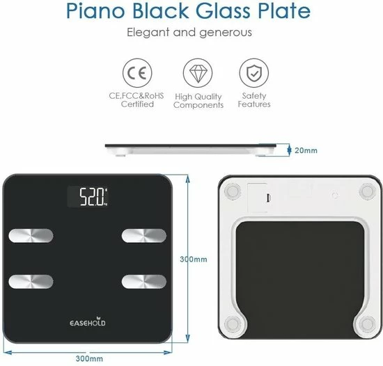 Easehold Bluetooth Personenweegschaal Met Volledige Lichaamsanalyse 10 Easehold Bluetooth Personenweegschaal Met Volledige Lichaamsanalyse - Afbeelding 8