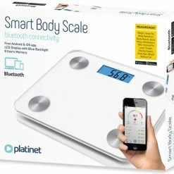 Platinet PBSBTW Slimme Bluetooth Personen Weegschaal Max. 180 Kg, Incl. App Wit 5 Platinet PBSBTW Slimme Bluetooth Personen Weegschaal Max. 180 Kg, Incl. App Wit -Silvergear Shop 550x531