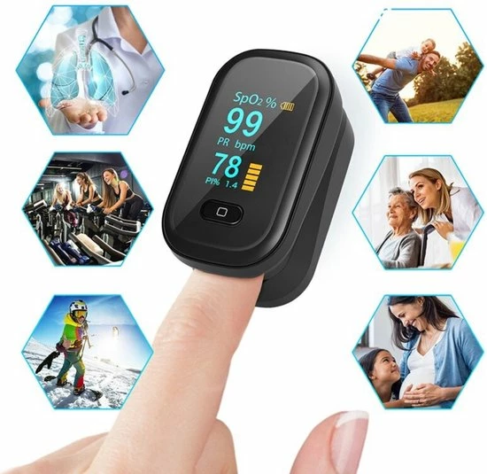 Interesting Living? Saturatiemeter - Zuurstofmeter - C02 Meter - Voor Om De Vinger - Oximeter - Draagbaar - Zwart - Voor Thuis - Mini 7 Interesting Living? Saturatiemeter - Zuurstofmeter - C02 Meter - Voor Om De Vinger - Oximeter - Draagbaar - Zwart - Voor Thuis - Mini - Afbeelding 5
