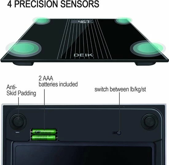 Manzibo Weegschaal - Personen - Gewicht - Groot Bereik - KG - Zwart 4 Manzibo Weegschaal - Personen - Gewicht - Groot Bereik - KG - Zwart - Afbeelding 2