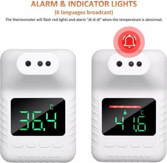 Infrarood afstand Thermometer met koortsalarm op statief of wandmontage K3X Infrarood Afstand Thermometer Met Koortsalarm Op Statief Of Wandmontage -Silvergear Shop 550x539 14