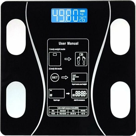 AIWILL Slimme Draadloze Weegschaal L App Verbinding L Lichaamsmeting L Sport/Dieet L 180 Kilo L Glas L Zwart 3 AIWILL Slimme Draadloze Weegschaal L App Verbinding L Lichaamsmeting L Sport/Dieet L 180 Kilo L Glas L Zwart