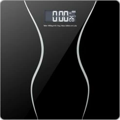 Opline Weegschaal Met Groot LCD-scherm Met Achtergrondverlichting, Precisie Digitale Weegschaal Met Step-On-technologie, 8 Mm Slank Ontwerp Van Gehard Glas (180 Kg/400 Lb/28st Max)