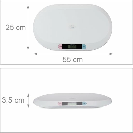 Relaxdays Babyweegschaal Digitaal - Digitale Babyweegschaal - Wit - 10g Tot 20kg 6 Relaxdays Babyweegschaal Digitaal - Digitale Babyweegschaal - Wit - 10g Tot 20kg - Afbeelding 4