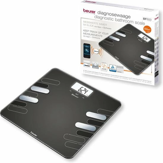 Beurer BF600 - Personenweegschaal Lichaamsanalyse - Bluetooth - 180kg - Zwart 16 Beurer BF600 - Personenweegschaal Lichaamsanalyse - Bluetooth - 180kg - Zwart - Afbeelding 14