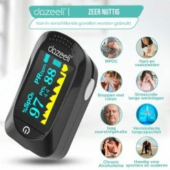 Dozeeli® Saturatiemeter Zuurstofmeter Vinger - Oximeter - FAGG Medische Kwalificatie En Inspectie + CE - NL Handleiding - Opberghoes Koord + Panasonic Batteijen - Zwart -Silvergear Shop 550x550 204