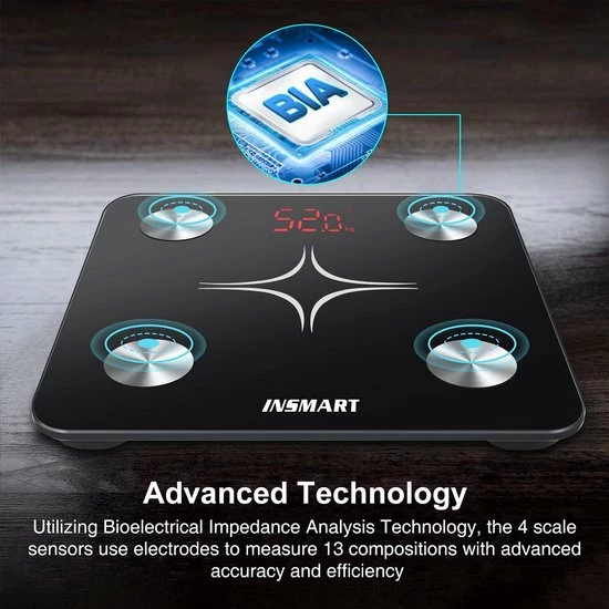 Kinsmart INSMART Digitale Personenweegschaal Met App, Bluetooth Weegschaal Voor Lichaamsvet, BMI, Gewicht, Pulsslag, Spiermassa, Water, Eiwitten, Skeletspieren, Botgewicht, BMR, Enz. 4 Kinsmart INSMART Digitale Personenweegschaal Met App, Bluetooth Weegschaal Voor Lichaamsvet, BMI, Gewicht, Pulsslag, Spiermassa, Water, Eiwitten, Skeletspieren, Botgewicht, BMR, Enz. - Afbeelding 2