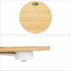 Relaxdays Personenweegschaal Bamboe - Bamboe Weegschaal - Tot 180 Kg - Rond - Kg & Lbs -Silvergear Shop 550x550 310