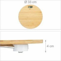 Relaxdays Personenweegschaal Bamboe - Bamboe Weegschaal - Tot 180 Kg - Rond - Kg & Lbs -Silvergear Shop 550x550 315