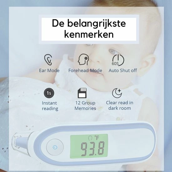 Interesting Living Oorthermometer - Digitaal - Nauwkeurig - Ook Voor Kinderen En Baby?s - Voorhoofd Thermometer - Multifunctioneel - Temperatuurmeter 4 Interesting Living Oorthermometer - Digitaal - Nauwkeurig - Ook Voor Kinderen En Baby?s - Voorhoofd Thermometer - Multifunctioneel - Temperatuurmeter - Afbeelding 2