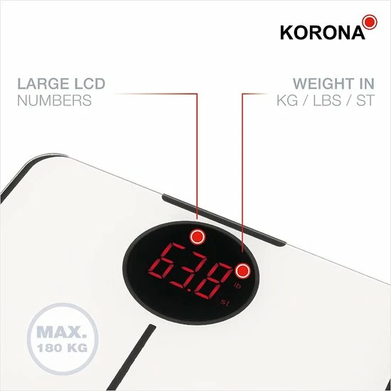 Korona Sabrina Personenweegschaal Met XXL Display 9 Korona Sabrina Personenweegschaal Met XXL Display - Afbeelding 7