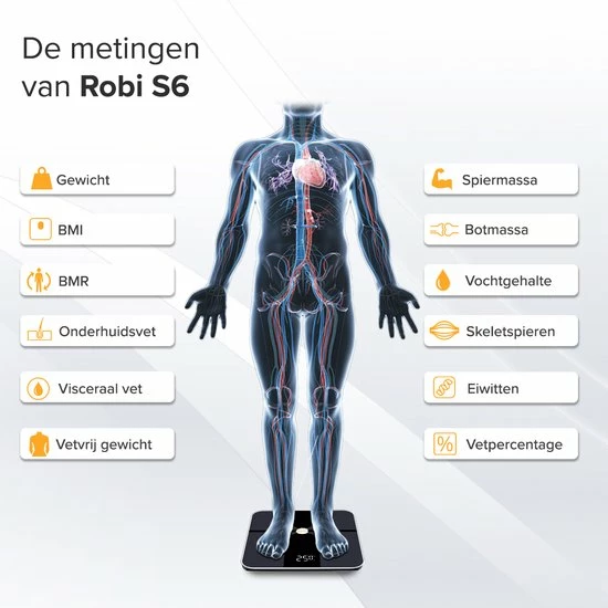Robi Products Robi S6 Personenweegschaal Met Lichaamsanalyse 4 Robi Products Robi S6 Personenweegschaal Met Lichaamsanalyse - Afbeelding 2