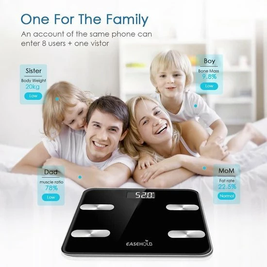 Easehold Bluetooth Personenweegschaal Met Volledige Lichaamsanalyse 4 Easehold Bluetooth Personenweegschaal Met Volledige Lichaamsanalyse - Afbeelding 2