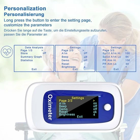 MomMed Pulse Oximeter, Oxygen Saturation Meter Finger, Oximeter With Omnidirectional OLED Screen Display, Portable Lightweight Pulse Oximeter Finger Pulse Oximeter With Lanyard And Batteries 6 MomMed Pulse Oximeter, Oxygen Saturation Meter Finger, Oximeter With Omnidirectional OLED Screen Display, Portable Lightweight Pulse Oximeter Finger Pulse Oximeter With Lanyard And Batteries - Afbeelding 4