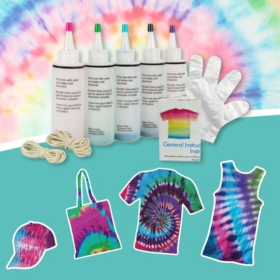 Crafts & Co. Crafts&Co Tie Dye Kit - Textielverf - 5 Knijpflesjes - Kleurenset Herfst 5 Crafts & Co. Crafts&Co Tie Dye Kit - Textielverf - 5 Knijpflesjes - Kleurenset Herfst - Afbeelding 3