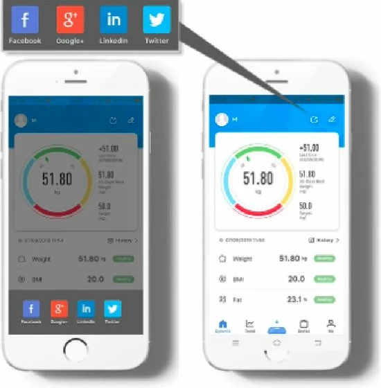 Bluetooth Elektronische Weegschaal - Lichaamsvet - digitaal - 260mmx260mm - weegschaal - zwart Bluetooth Elektronische Weegschaal - Lichaamsvet - Digitaal - 260mmx260mm - Weegschaal - Zwart -Silvergear Shop 550x560 6