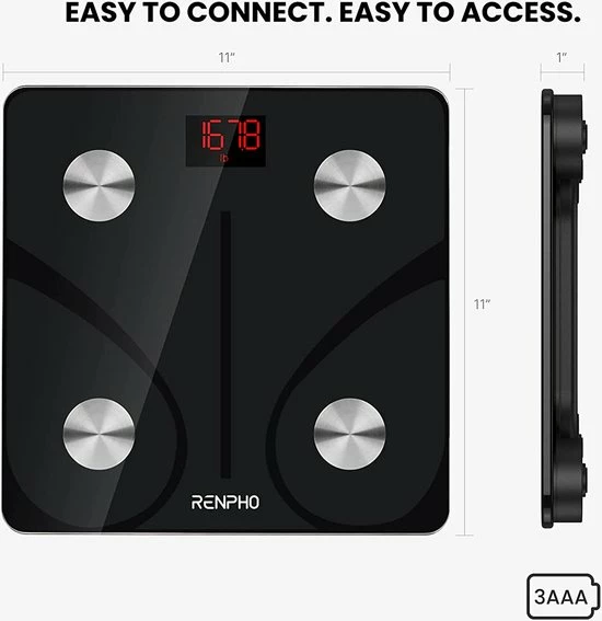 RENPHO Bluetooth Lichaamsvetweegschaal, Digitale Lichaamsgewicht Weegschaal Weegschaal Met Slimme BMI-Schaal, Lichaamssamenstelling Monitoren Met Smartphone-App 4 RENPHO Bluetooth Lichaamsvetweegschaal, Digitale Lichaamsgewicht Weegschaal Weegschaal Met Slimme BMI-Schaal, Lichaamssamenstelling Monitoren Met Smartphone-App - Afbeelding 2