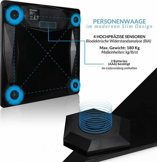 Monzana - Personenweegschaal - Zwart Deuba Monzana - Personenweegschaal - Zwart -Silvergear Shop 550x569 3