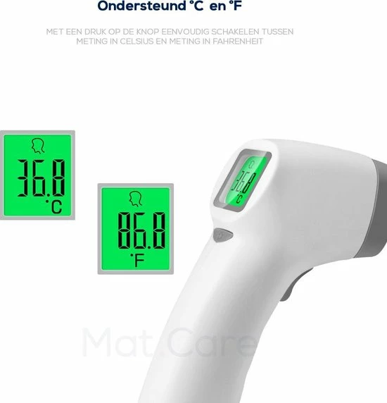 Mat Care Infrarood Thermometer Voorhoofd Contactloos 5 Mat Care Infrarood Thermometer Voorhoofd Contactloos - Afbeelding 3