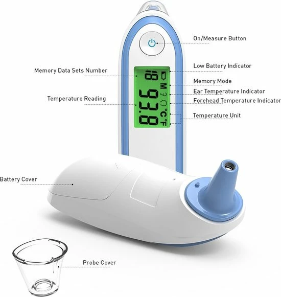 Interesting Living Oorthermometer - Digitaal - Nauwkeurig - Ook Voor Kinderen En Baby?s - Voorhoofd Thermometer - Multifunctioneel - Temperatuurmeter 6 Interesting Living Oorthermometer - Digitaal - Nauwkeurig - Ook Voor Kinderen En Baby?s - Voorhoofd Thermometer - Multifunctioneel - Temperatuurmeter - Afbeelding 4