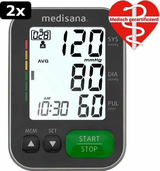 2x Medisana BU 565 Bovenarmbloeddrukmeter Zwart 5 2x Medisana BU 565 Bovenarmbloeddrukmeter Zwart - Afbeelding 3