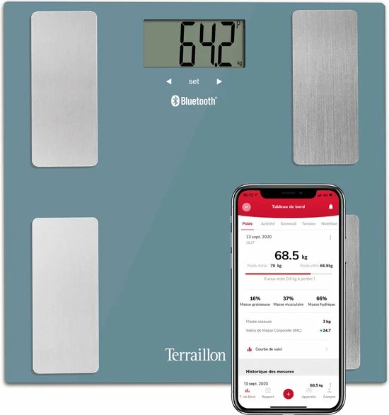 Terraillon Smart Connect Blue - Bluetooth Lichaamsanalyse Weegschaal 3 Terraillon Smart Connect Blue - Bluetooth Lichaamsanalyse Weegschaal