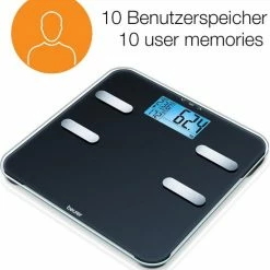 Beurer BF 185 Diagnoseweegschaal, Gewicht, Lichaamsvet, Lichaamswater, Spiermassa En Botmassa, Caloriebehoefte AMR 6 Beurer BF 185 Diagnoseweegschaal, Gewicht, Lichaamsvet, Lichaamswater, Spiermassa En Botmassa, Caloriebehoefte AMR -Silvergear Shop 550x588 1