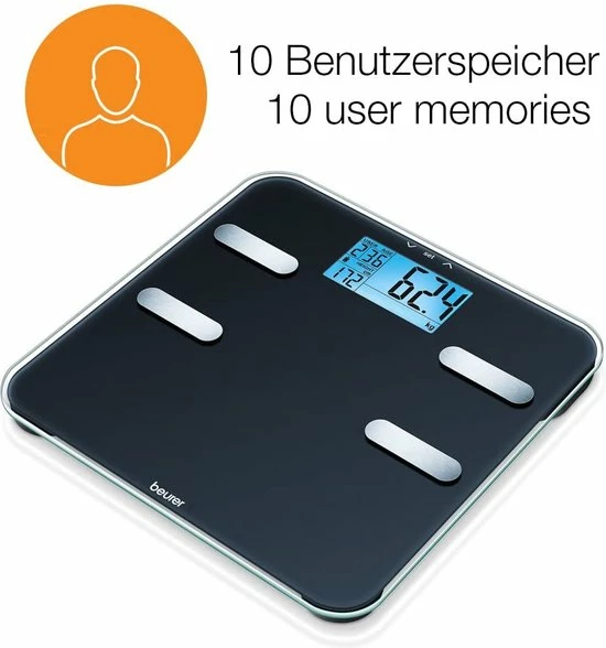 Beurer BF 185 diagnoseweegschaal, gewicht, lichaamsvet, lichaamswater, spiermassa en botmassa, caloriebehoefte AMR Beurer BF 185 Diagnoseweegschaal, Gewicht, Lichaamsvet, Lichaamswater, Spiermassa En Botmassa, Caloriebehoefte AMR -Silvergear Shop 550x588 1