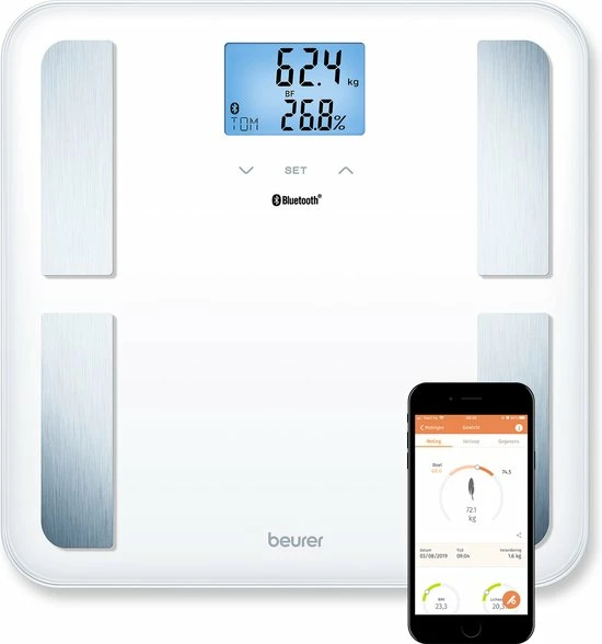 Beurer BF850 - Personenweegschaal Lichaamsanalyse - Bluetooth - 180kg - Wit 3 Beurer BF850 - Personenweegschaal Lichaamsanalyse - Bluetooth - 180kg - Wit
